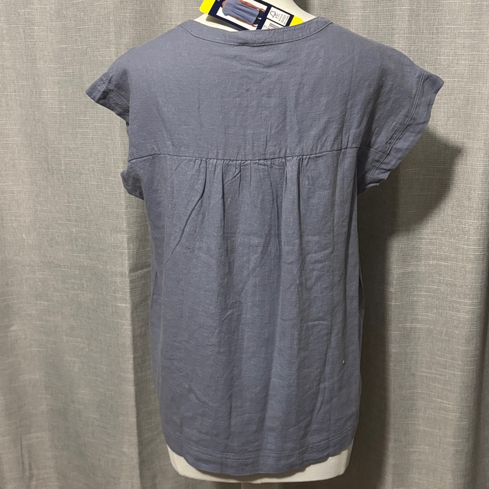 NWT Splendid Linen Viscose Blend Popover Blouse-Sz S-Chambray Blue-V Neck - Picture 6 of 11